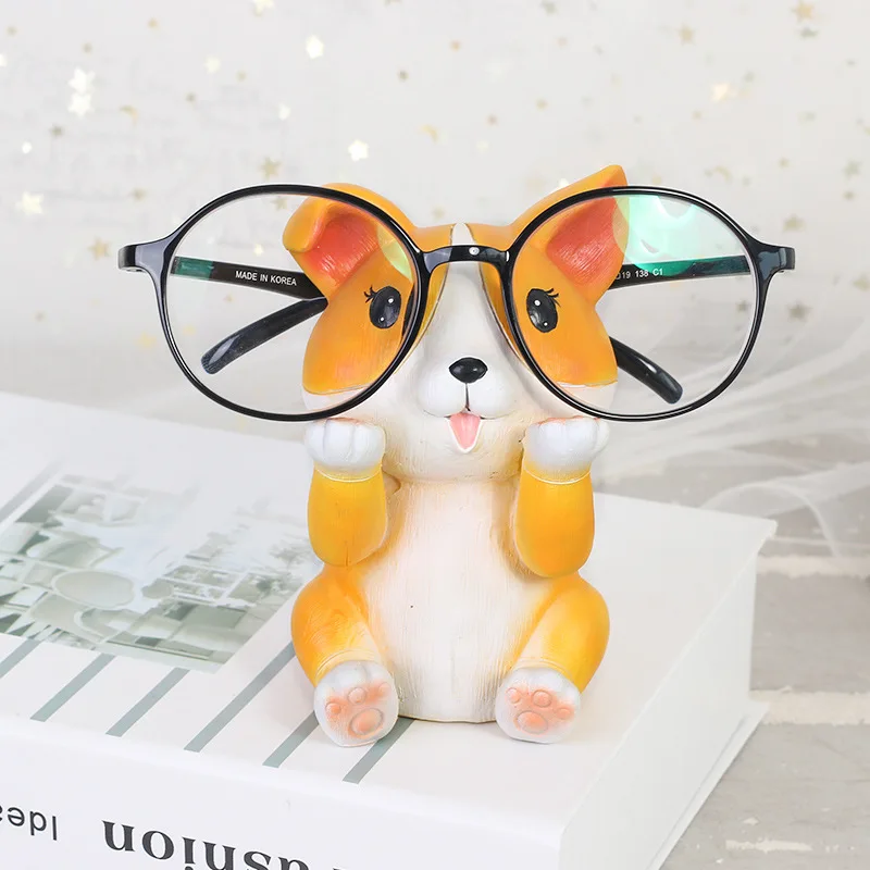 Cartoon Pet Dog Multi-functional Eyewear Storage Rack - Makeup Table Jewelry Display Stand - Animal Resin Eyewear Stand Ornament