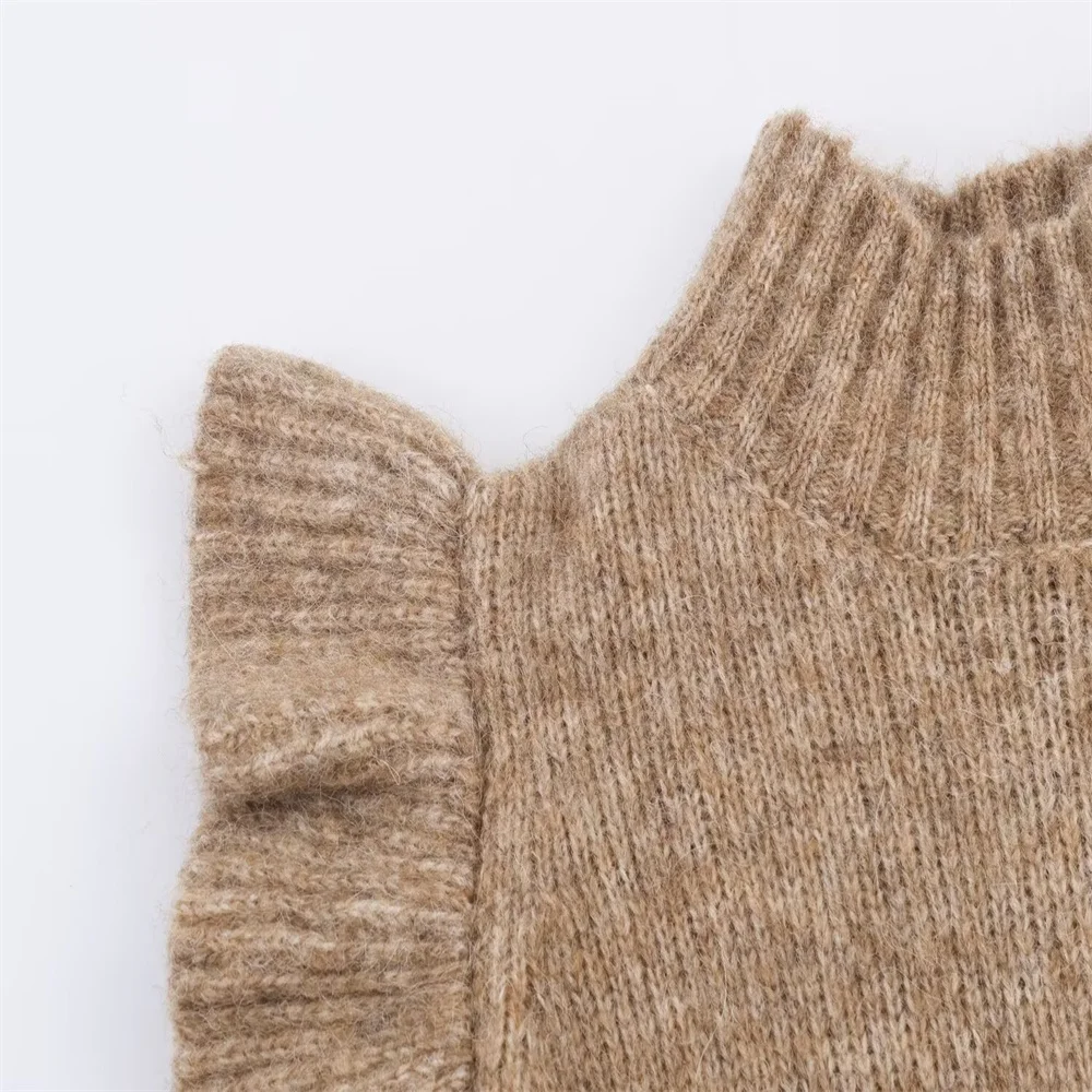 เสื้อแฟชั่นผู้หญิงสไตล์เรียบง่ายและอเนกประสงค์สำหรับฤดูใบไม้ร่วง ตกแต่งด้วยผ้าขนสัตว์แบบซ้อน