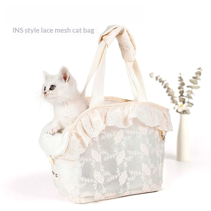 

Foldable Ins Style Portable Cat Dog Carrier, Breathable Mesh Crossbody Shoulder Bag, Lightweight Travel Handbag for Outdoor