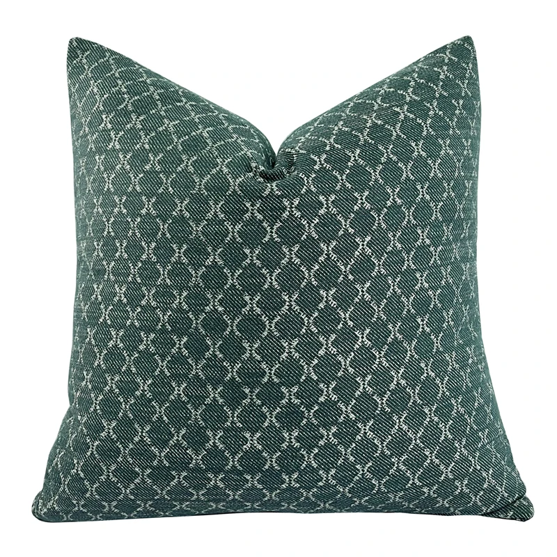 Vintage Woven Gray Green Smile Lines Pattern Square Cushion Cover Bedding Sofa Home Decorative Pillow Case 45x45cm