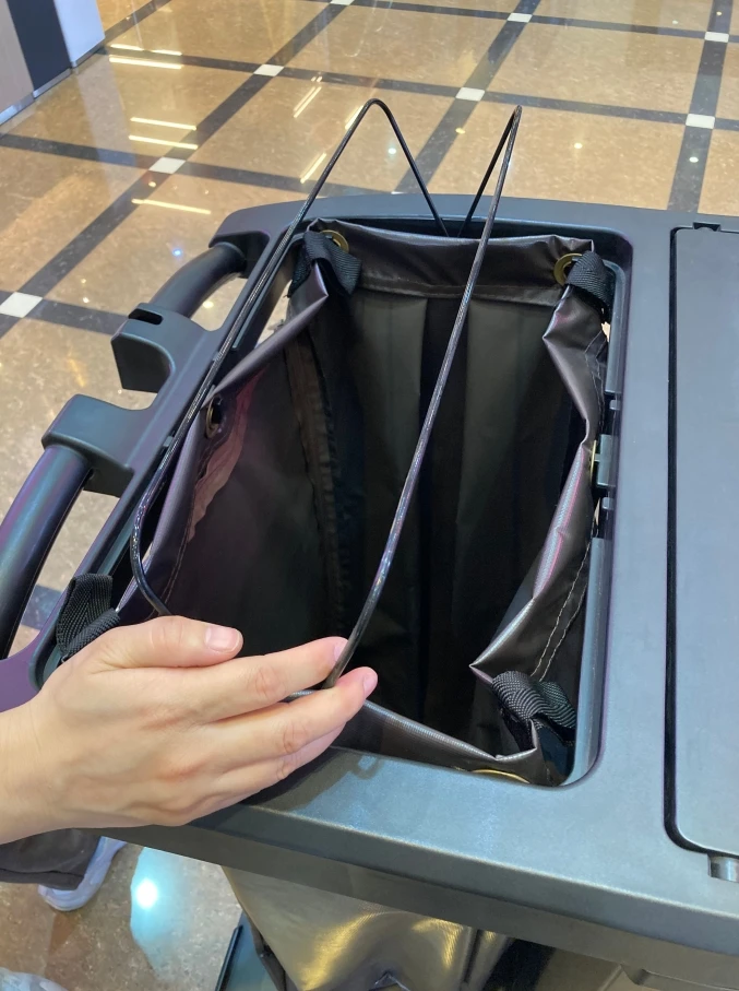 Multi-Purpose Hotel Room Utility Cleaning Trolley Cart with Vinyl Bag Plastic Housekeeping Cart for Laundry Use