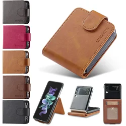 Calf Pattern Leather Case for Samsung Galaxy Z Flip 7 FE 6 5 4 5G Flip6 Cards Slot Wallet Flip4 Stand Skin Ultra Thin Cover