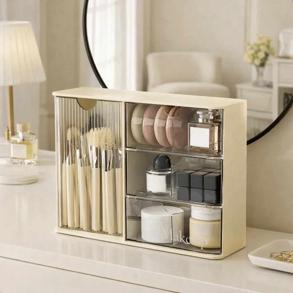 

Пластиковый прозрачный косметический органайзер с выдвижными ящиками, пылезащитный, большой емкости