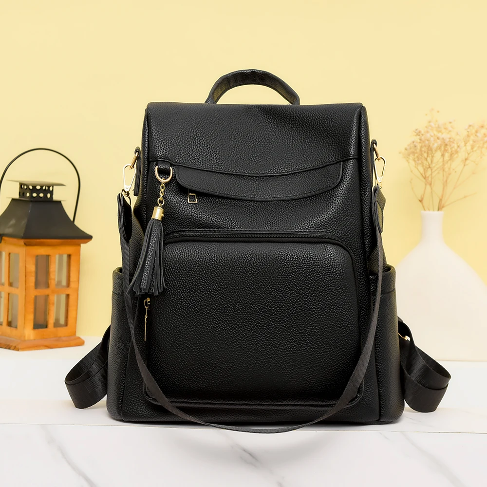 New PU leather Backpack Large Capacity Student Schoolbag Book Organize Travel Storage Bags Portable Lightweight Student Backpack