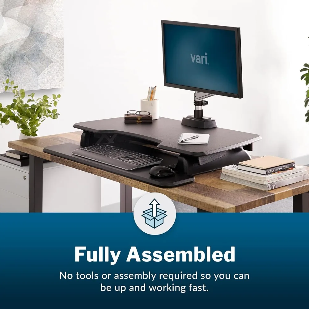 Two-Tier Standing Desk Converter for Monitor & Accessories - Height Adjustable Sit Stand Desk - Fully Assembled Monitor Riser