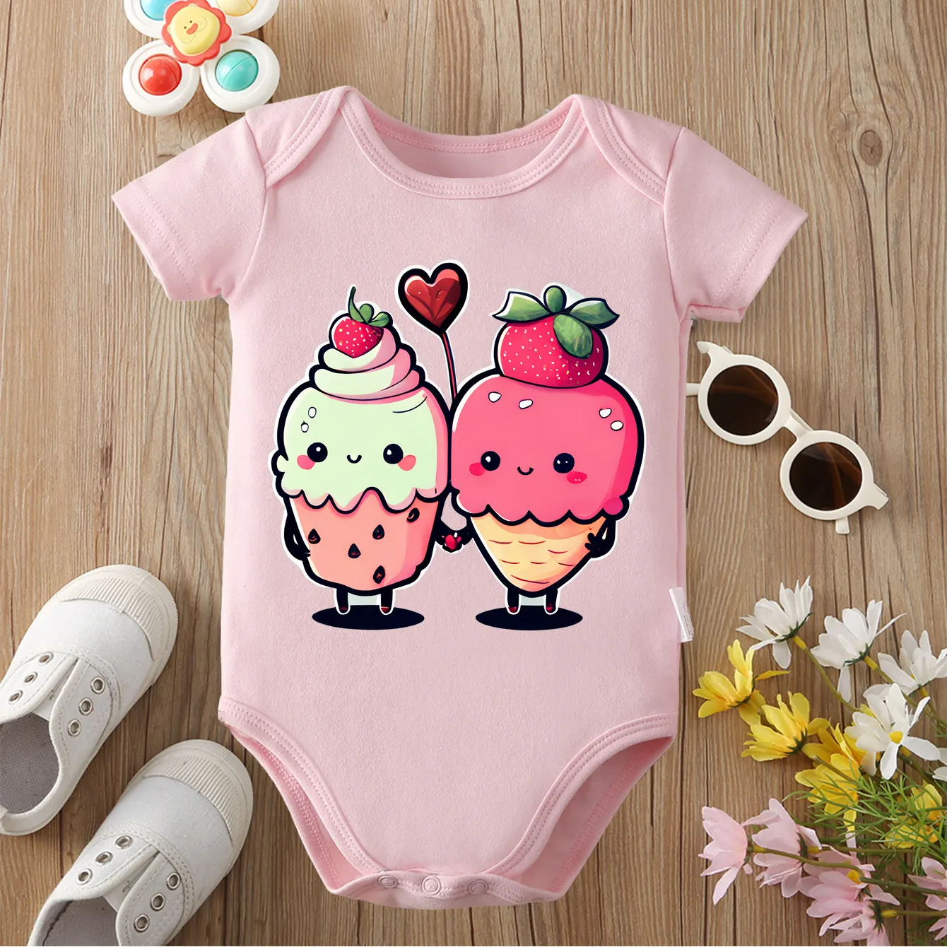 

Боди из чистого хлопка Best Partner с принтом клубники и льда, удобные комбинезоны для малышей, комбинезон для новорожденных от 0 до 12 месяцев