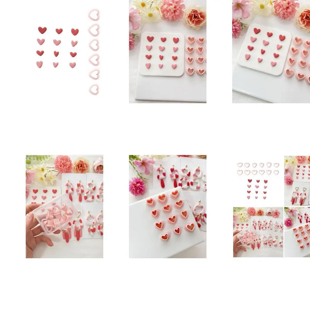 

J78F 12 Pieces Reusable Small Heart Clay Mould for Creative Jewelry and Crafts