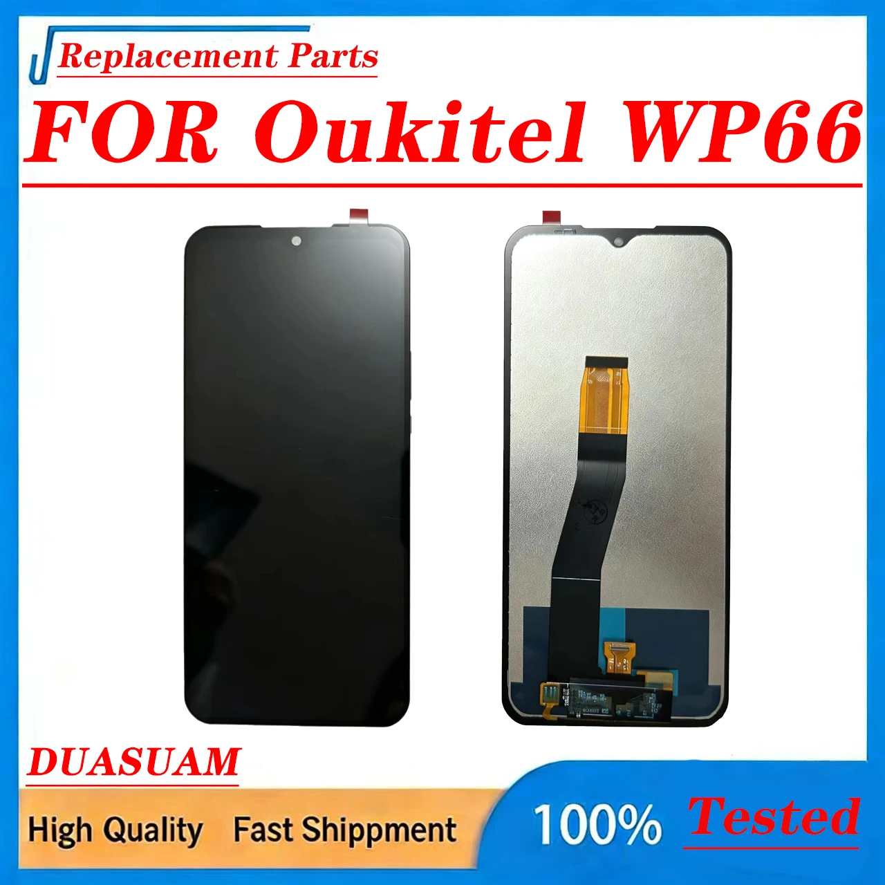 6.6-inch touch screen TFT LCD component suitable for Oukitel WP66, applicable for screen replacement of Oukitel WP66 smartphone