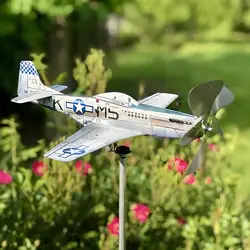 Metal Windmill Aircraft Rotating Wind Spinners Rainproof Airplane Wind Catcher Weatherproof Aircraft Wind Sculpture For Outdoor