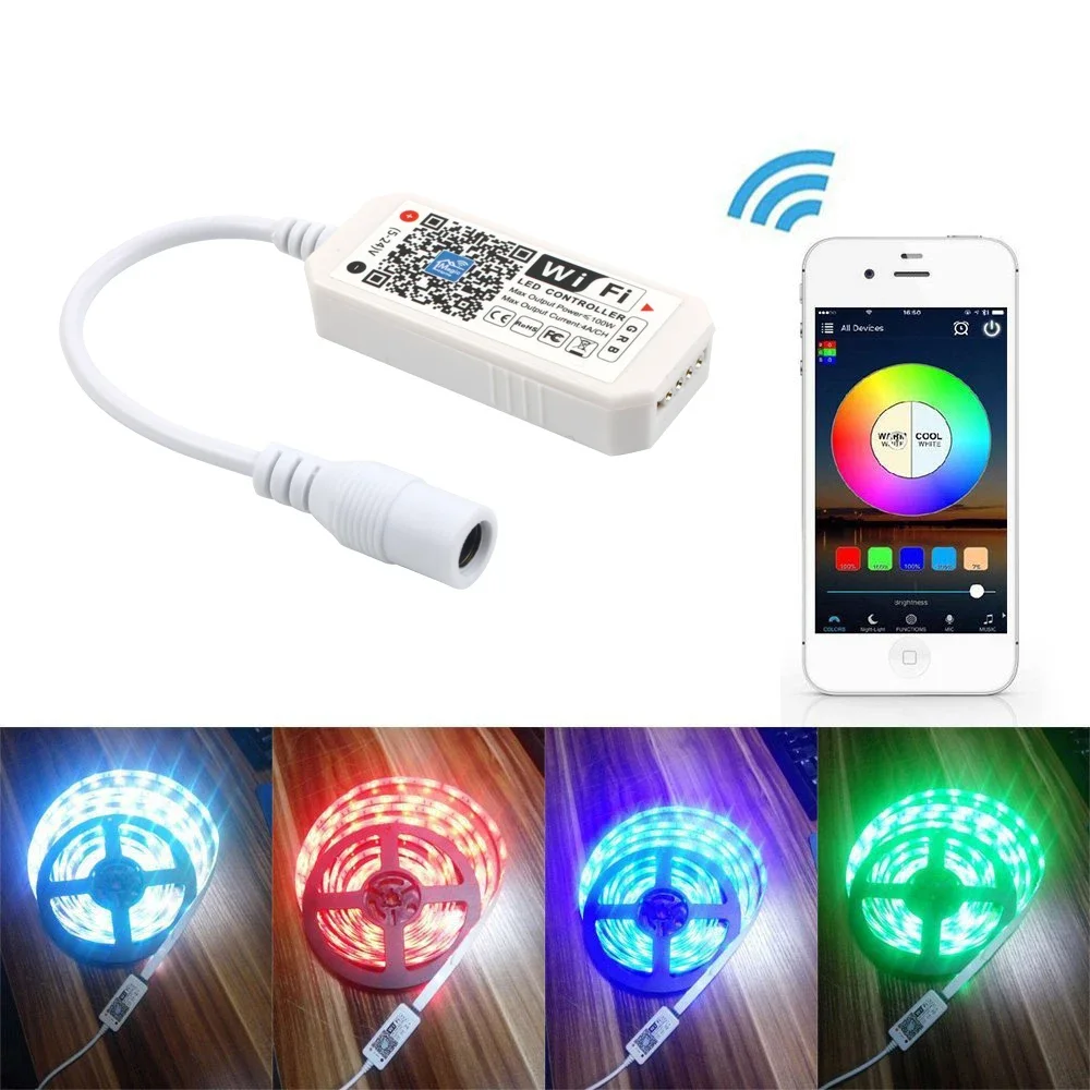 WIFI LED RGB Music Controller 5V-28V Strip APP IOS Android Smartphone 24 Keys IR Remote Controller Strip Light For Home Wedding