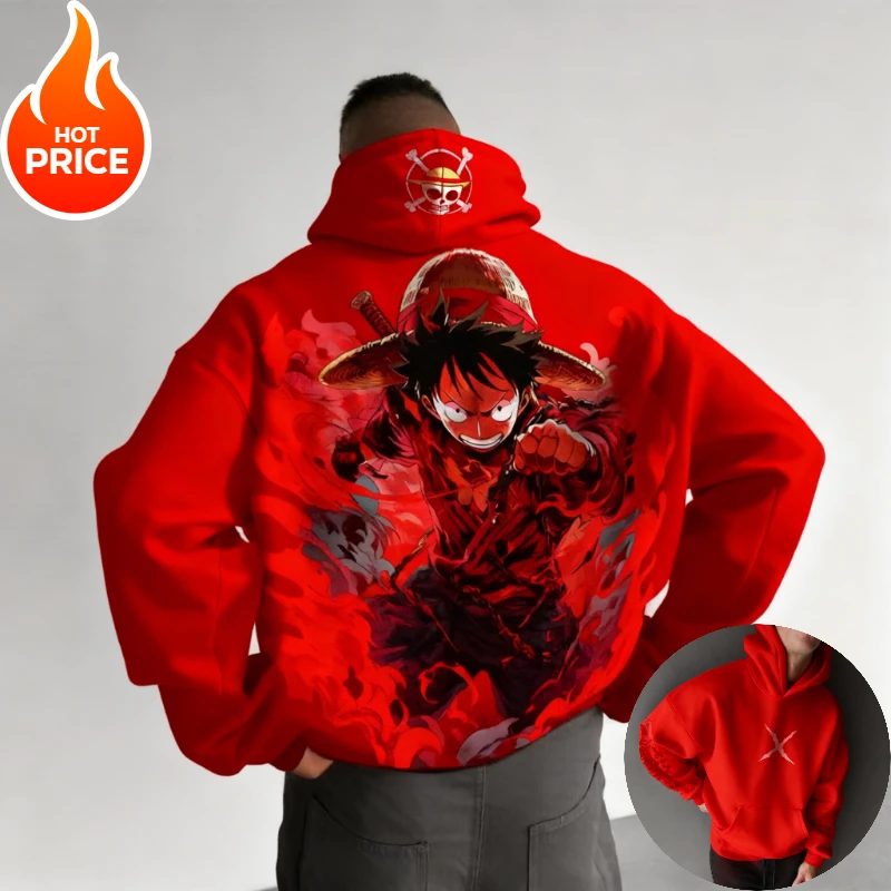 Nika Luffy Gear 5 de una pieza Harajuku 2026 ropa de calle para hombres Vintage Sudadera con capucha de invierno para mujeres Sudadera con capucha de gran tamaño Top de manga larga