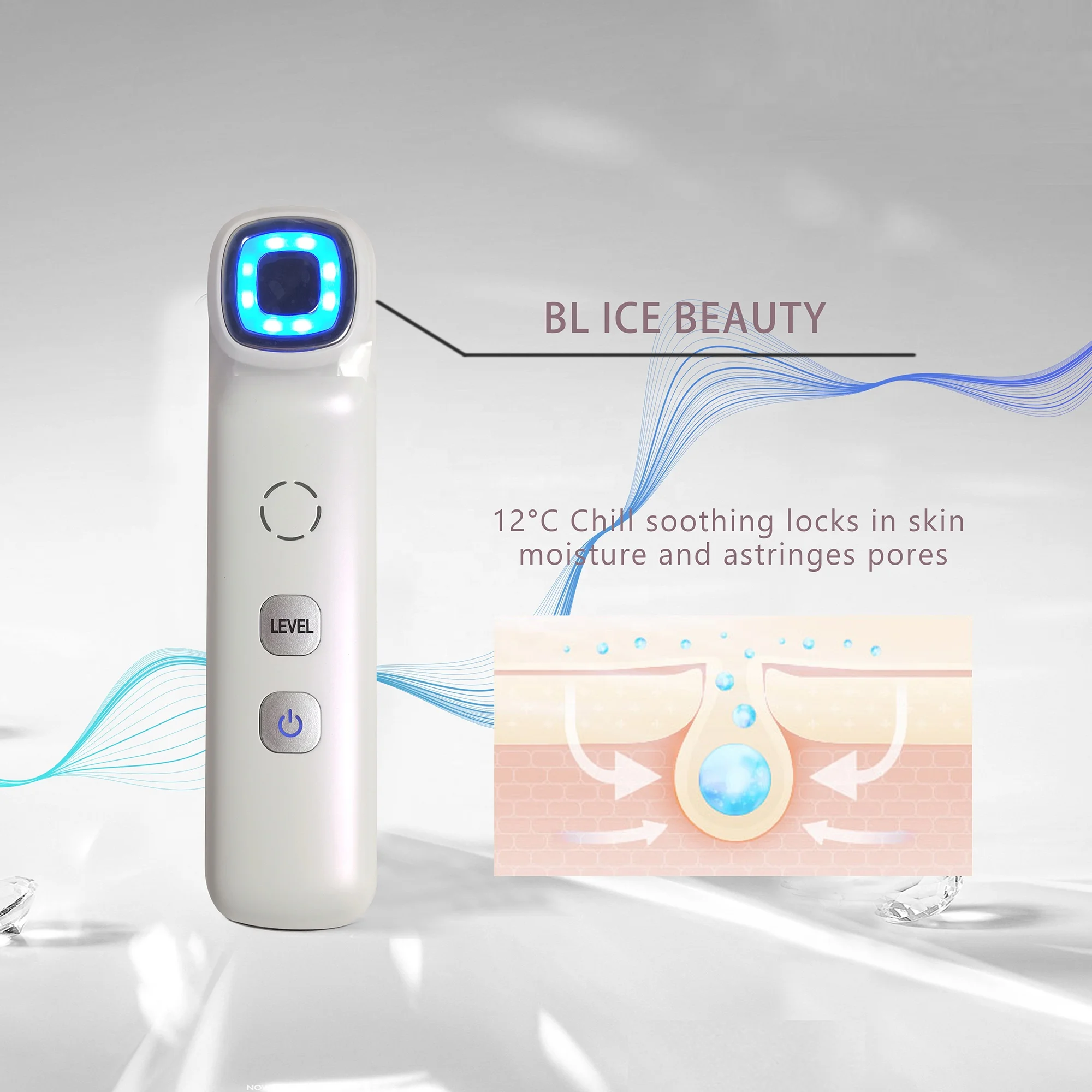الاستخدام المنزلي معدات التجميل EMS Led الحرارة الباردة جهاز ثبات الجلد Rf الوجه الرقبة رفع مدلك آلة تردد الراديو