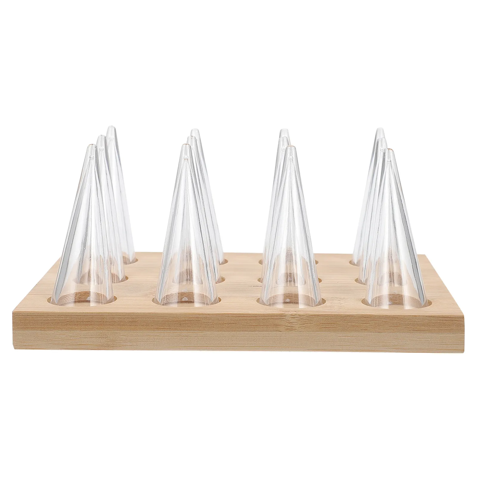 

1Set Jewelry Ring Display Stand 12-Cone Wooden Ring Rack Stylish Organizer Shelf for Home Shop Boutique Decoration