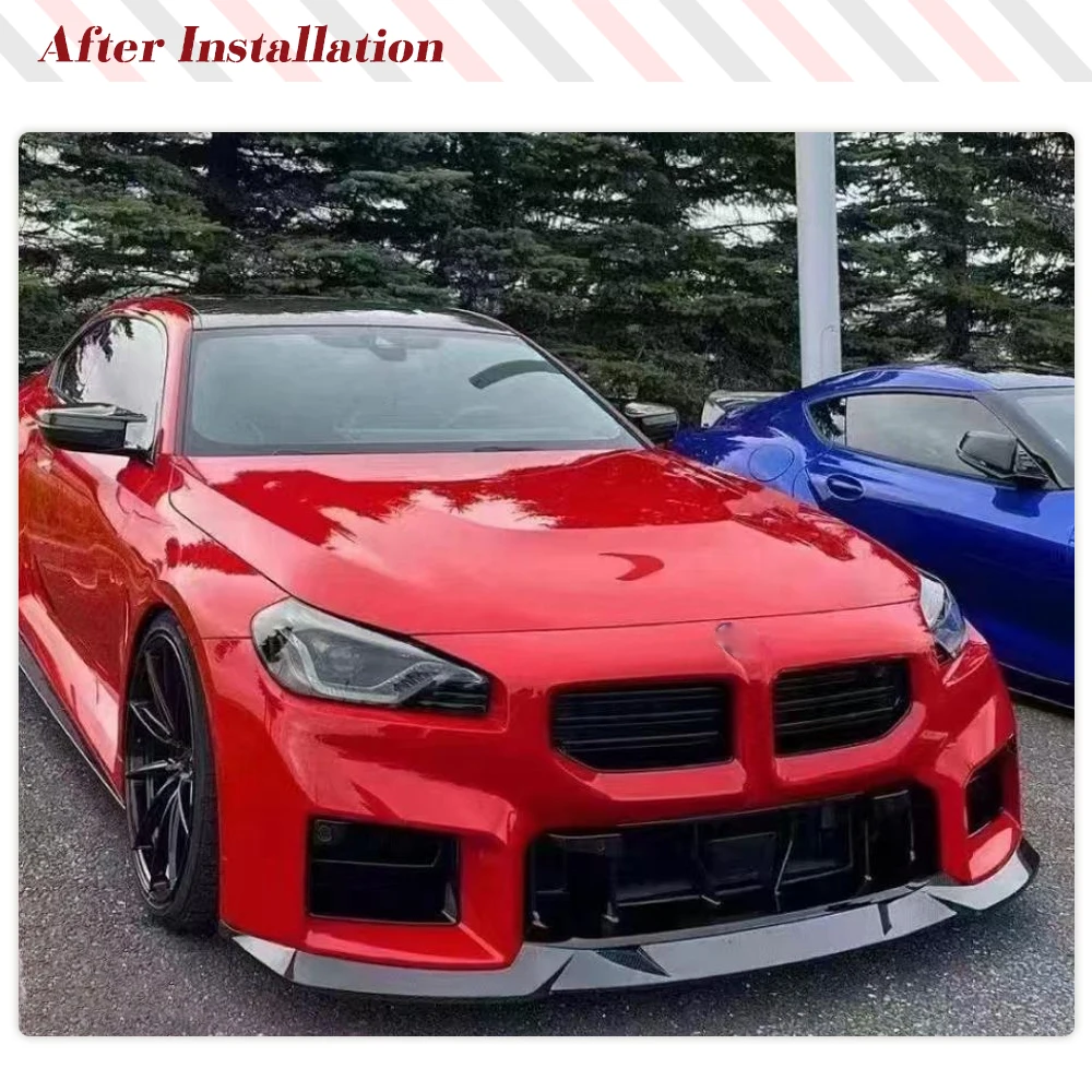 سبويلر شفة أمامية للسيارة من ألياف الكربون الحقيقية لسيارات BMW 2 Series G87 M2 كوبيه 2022 2023 مجموعات جسم السيارة الأمامي واقي الذقن والشفاه