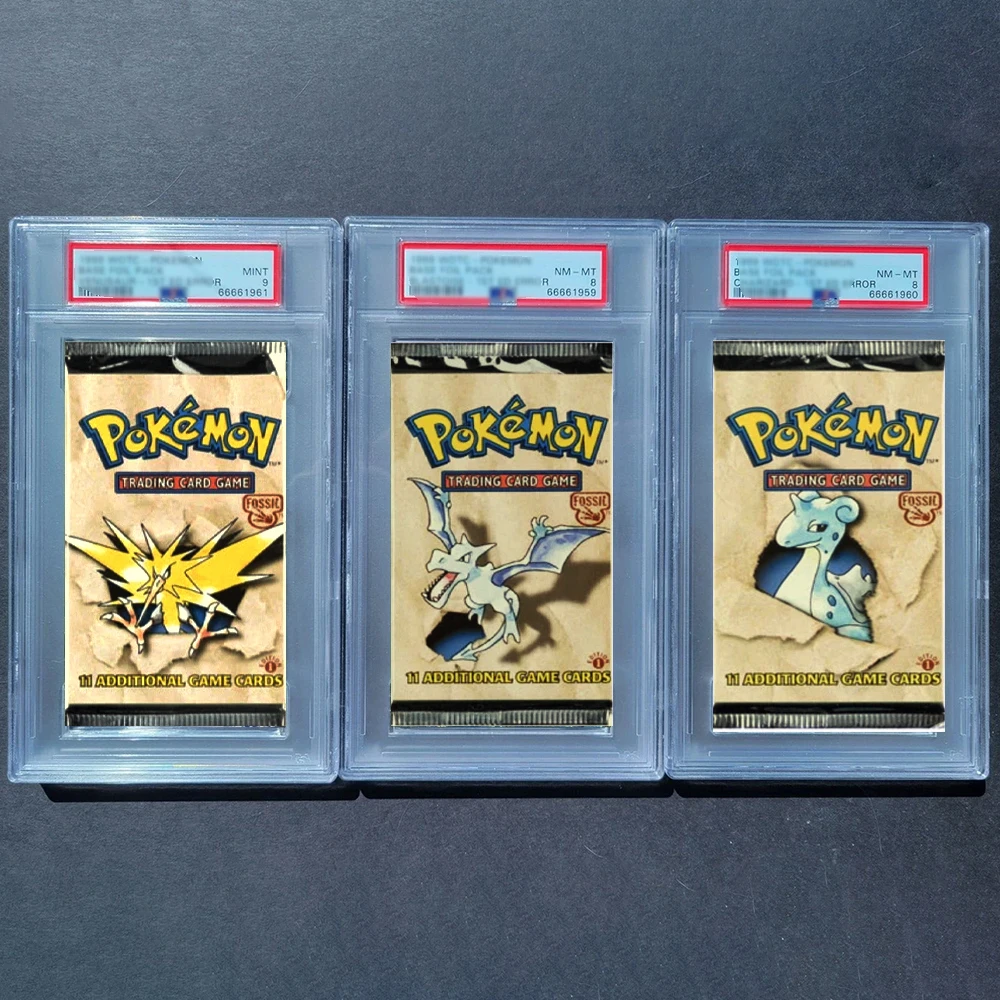 PKM 1999 Fossil Booster Pack 1st Edition Proxy English Version Game Cards Unlimited Vintage Sealed PTCG Aerodactyl Zapdos Lapras