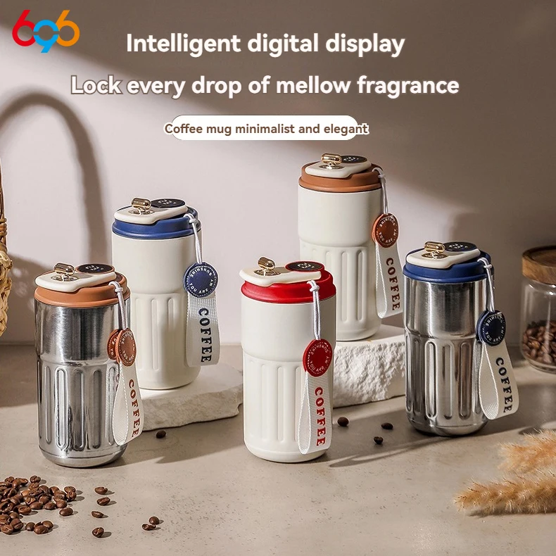 316 Stainless Steel Insulated Cup Portable Coffee Cup Intelligent Temperature Display Car Mounted Cooling Water Cup Men Women