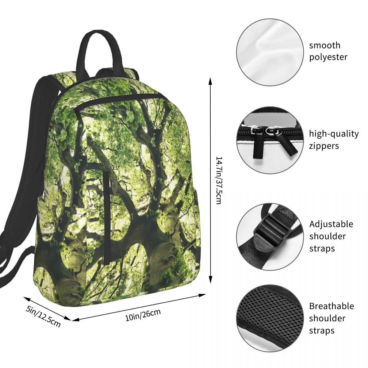 Forest Sunlight And Tree Light Shadow Backpack Student BookBag Children School Bag Computer Shoulder Bags Men Women