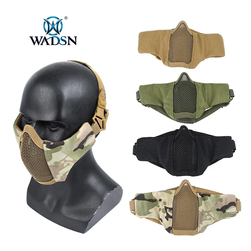 

New Tactical Airsoft Masks Paintball CS Foldable Half Face Low-carbon Steel Mesh Style Comfortable Ear Protective Mask