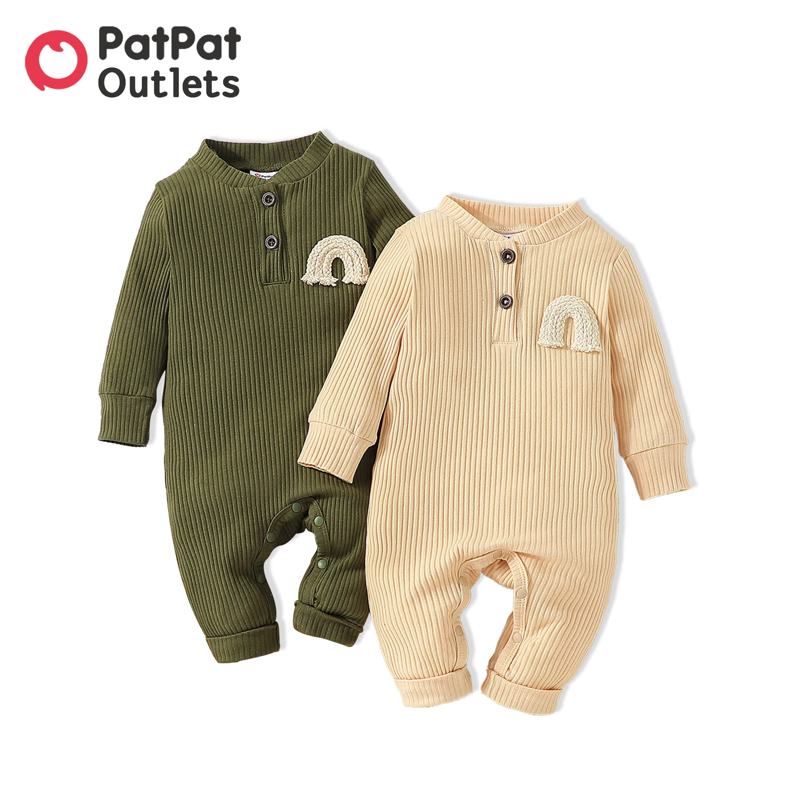 

PatPat New Born Baby Boy Clothes 95% Cotton Infant Overalls Newborn Girl Romper Long-sleeve Rainbow Design Stuff Jumpsuits