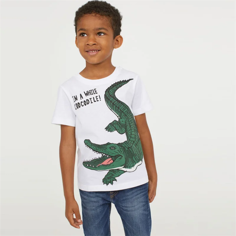 Camiseta de manga corta con estampado de animales para niños y niñas, ropa de verano para bebés, con dibujos animados