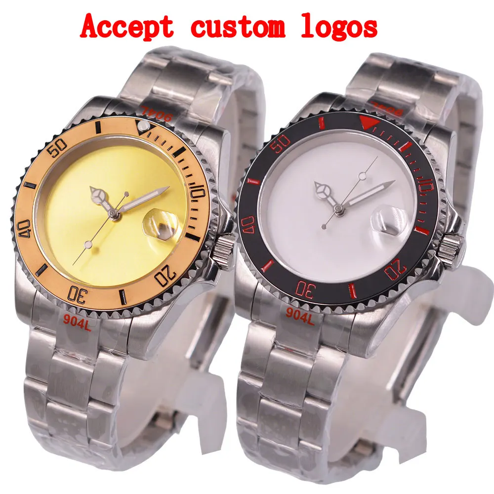 

Мужские автоматические часы DIY с индивидуальным логотипом, водонепроницаемые, класса люкс, 40 мм, для дайвинга, механизм NH35, сапфировое стекло, светящиеся, Reloj automático