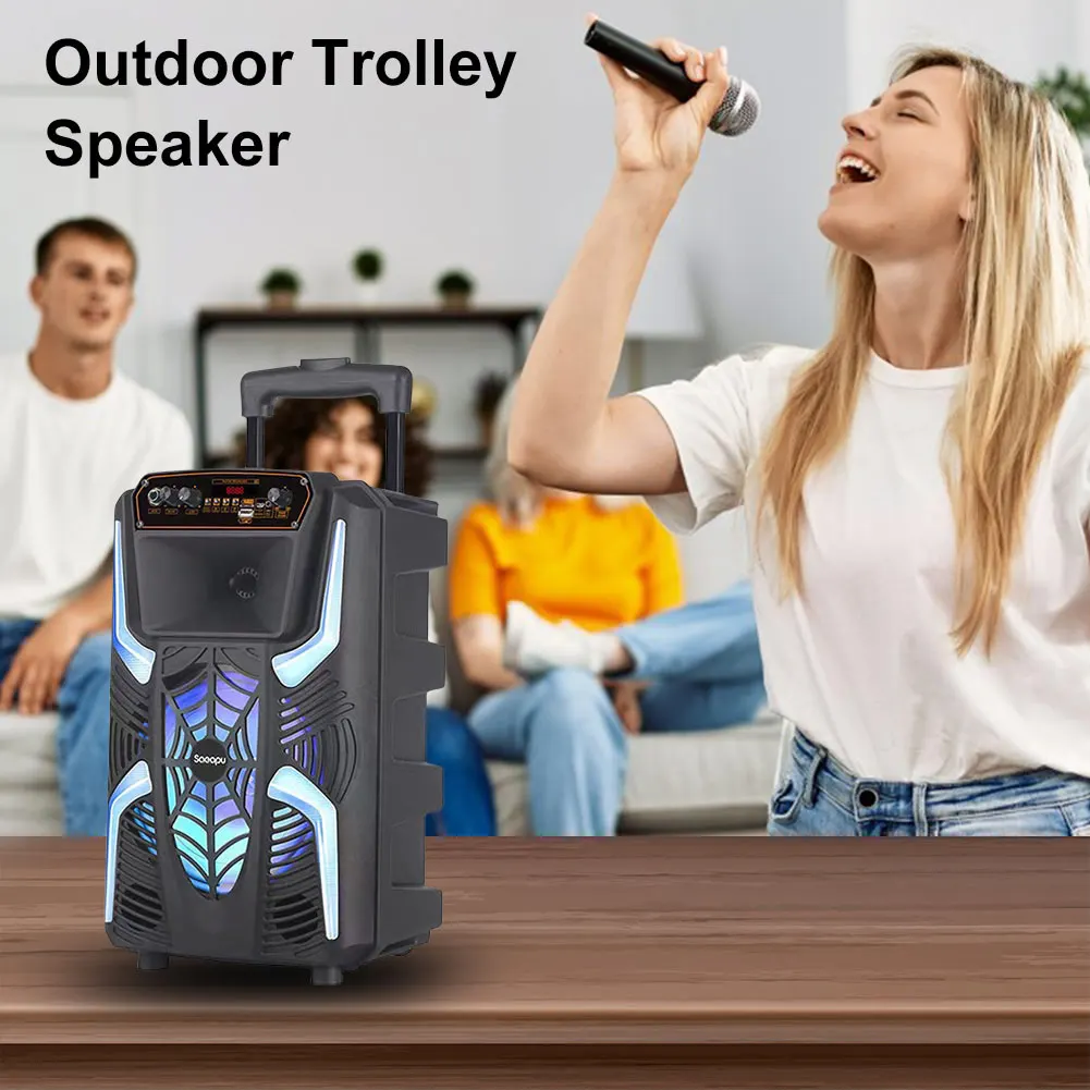 Outdoor Wireless Bluetooth Speaker with Subwoofer Rechargeable Powerful Speaker with Remote Control & Microphone Loud Speaker