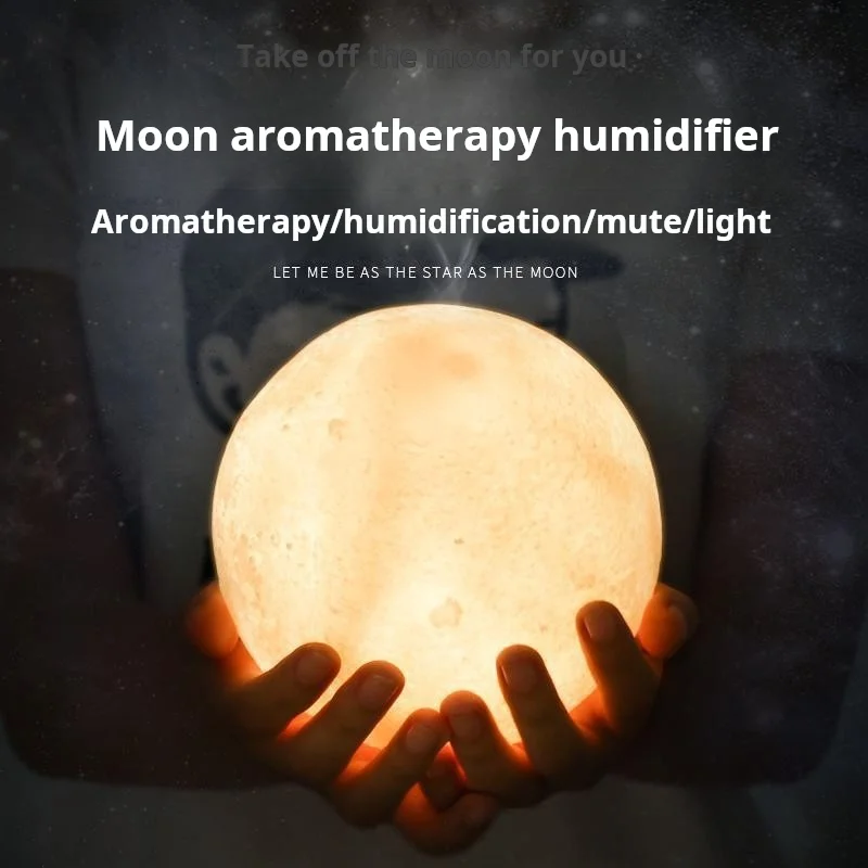 New Moon Humidifier Multifunctional Nightlight Bedroom Office Air Purification Desktop Aromatreatment Machine Gift Nightlight