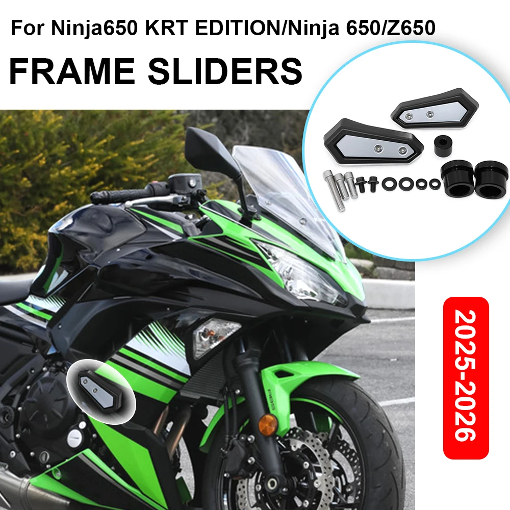 

New Motorcycle Frame Sliders Anti-Fall Protector Accessories For Kawasaki Ninja 650 KRT Edition Z650 2025 2026