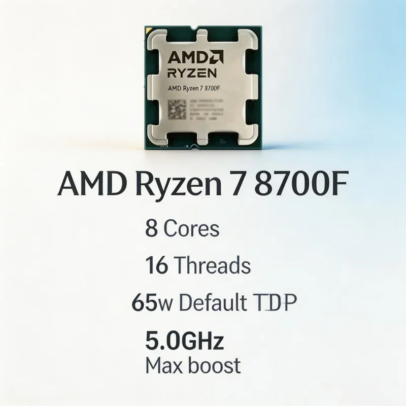 

Ryzen 7 8700F AMD AM5 Desktop Gaming CPU 8 Core 16 Thread Up To 5.0GHz 16MB Cache DDR5 65W 4nm Processor