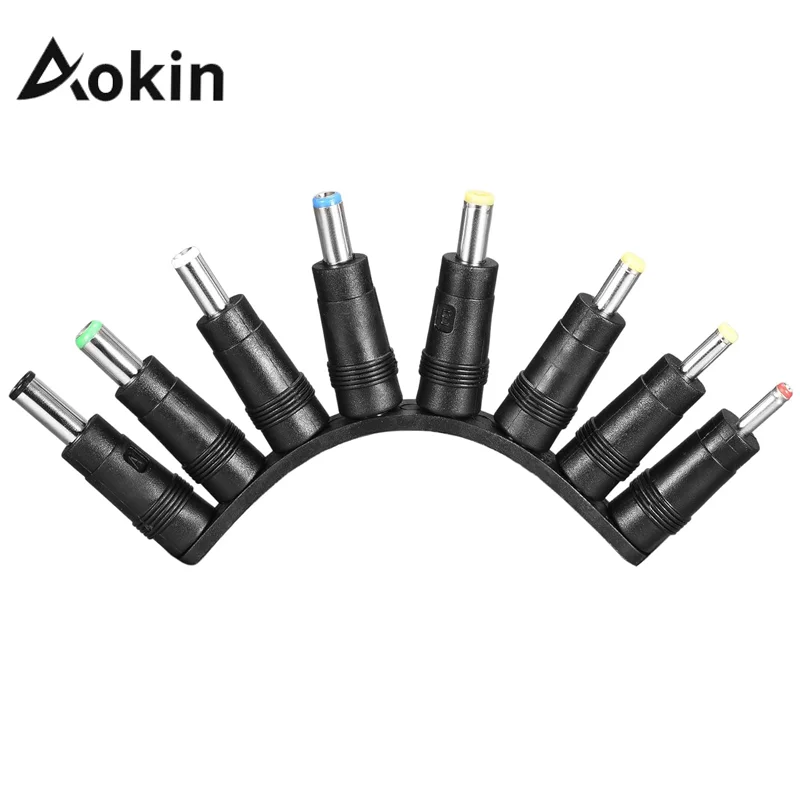 Aokin 8-in-1 DC power jack female plug adapter Connectors 5.5*2.1mm to 3.5 4.0 4.8 5.5 5.2 6.3 6.0 Male Tips adaptor