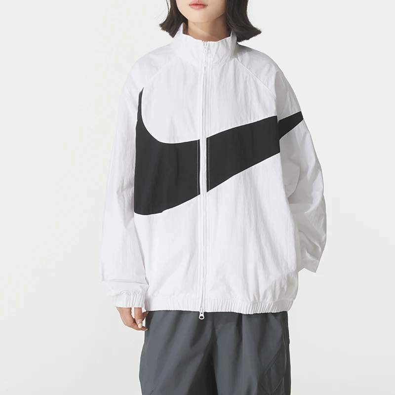 Nike Damenjacke, Sportbekleidung, modisch, bedruckt, locker, bequem, Stehkragen, gewebte Jacke, Hv4108-100