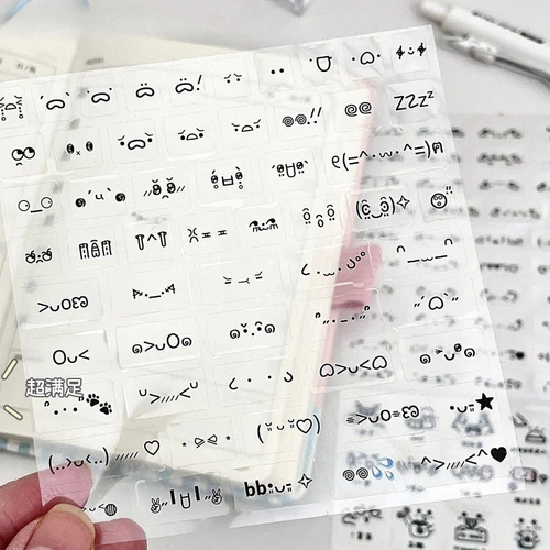 Imagen 2 del producto 10 Uds. De pegatinas para álbum de recortes de expresión bonita aleatoria, moda coreana, Emoticon transparente, pegatina para diario, pegatina decorativa DIY, regalo para niños