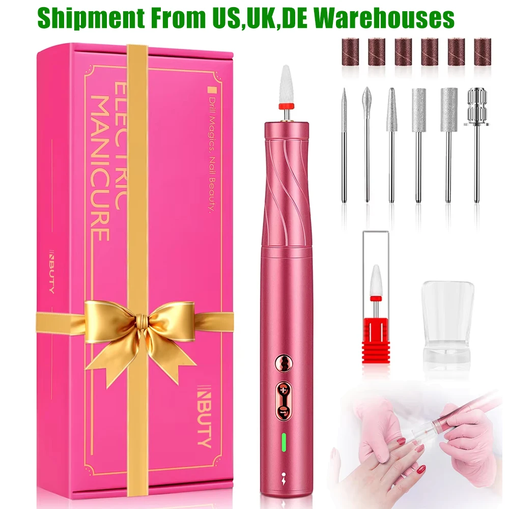 Electric Nail Drill 30000RPM with LED Light Manicure Machine Charging Nail File Polishing Nail Drill Pedicure Tools