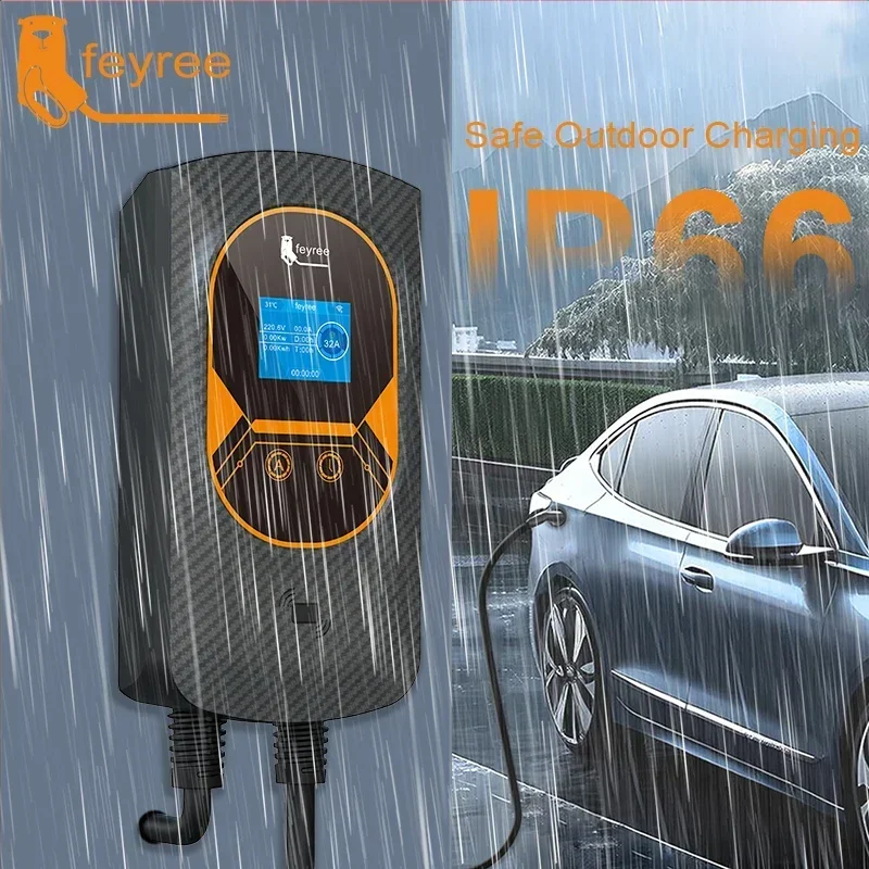 feyree EV Charging Station Tesla NACS EVSE Wallbox 32A 7.6KW 40A 9.6KW 50A 12KW 1Phase 5M APP Control for Electric Vehicle Car