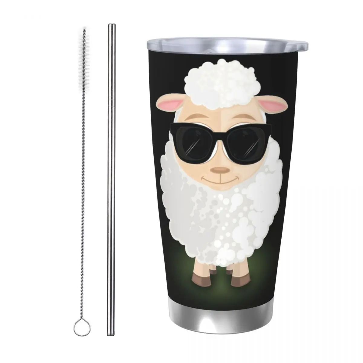 

Cool Sheep Stainless Steel Tumbler Vacuum Insulated Mugs Thermal Cold Bottle Straws With Lid 20oz