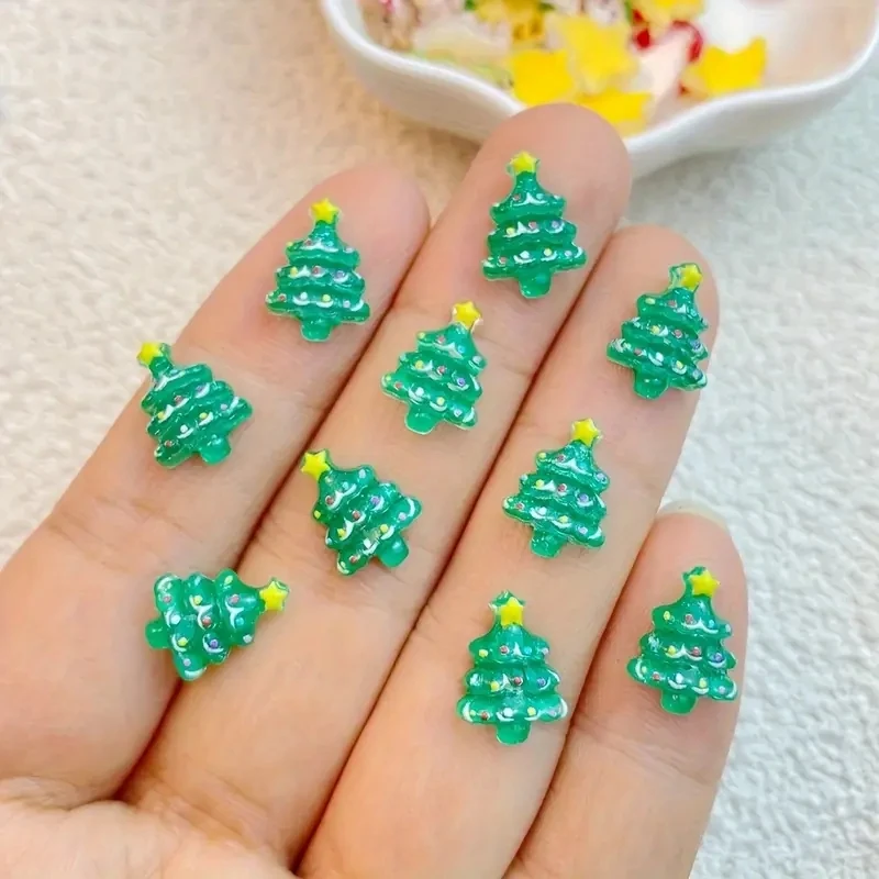 20szt Kawaii Christmas Cartoon Nail Art Charms Santa Claus, Elk, Snowman, Christmas Tree Series Resin Flatback Nail Art Accessor