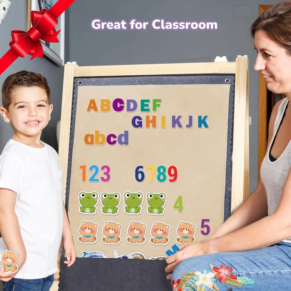 Large Felt Board for Toddlers, 32x22 Inch Flannel Board with 2 Storage Pockets for Classroom and Daycare view 6