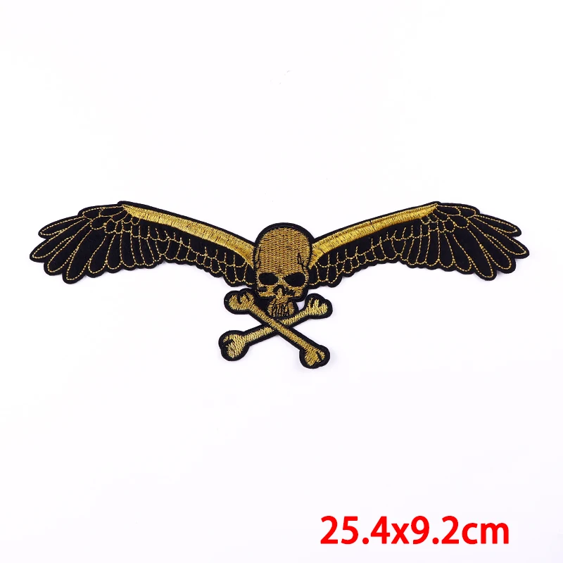 Pulaqi Big Biker Patch For Clothing Coat Decoration Iron On Patches Large Cool Punk Badges Motorcycle Embroidered Accessories