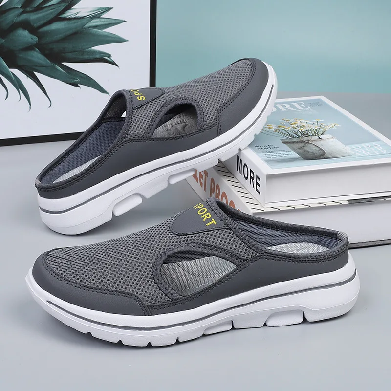 Herren-Hausschuhe, atmungsaktiv, halbe Hausschuhe, weiche Herren-Turnschuhe, Paar, flache Pantoletten, Schuhe, Hausschuhe, leichte Slip-on-Freizeitschuhe