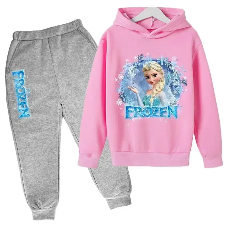 Disney Frozen Kids Tracksuit Hoodies and Pants Suit Girls Clothes Frozen Elsa Children Set Sportwear Clothing Fashion Sport Suit