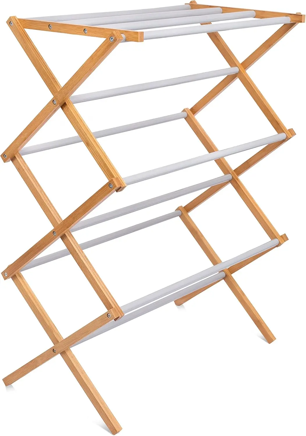 

3 Tier | Water-Resistant Bamboo Wood | Fully Assembled Collapsible Dry Rack | Grey