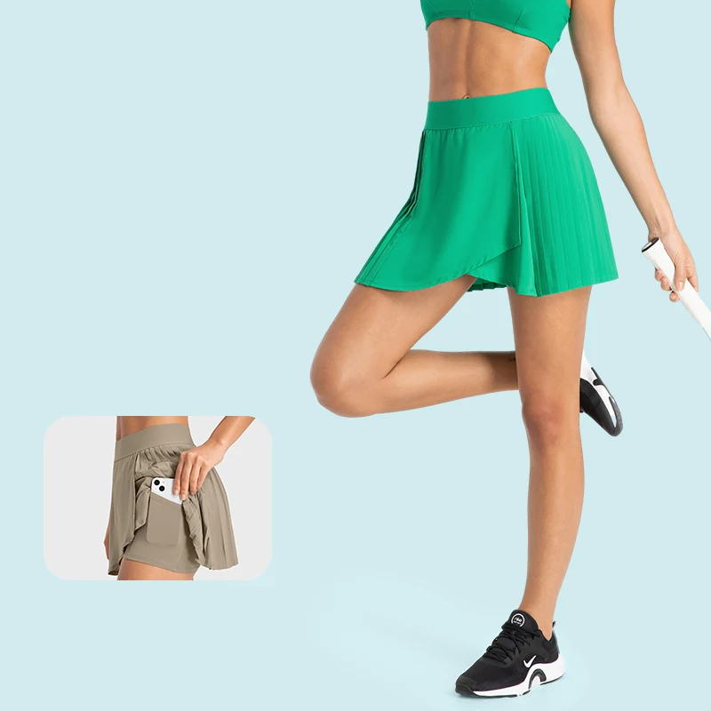 Women's High Waist Pleated 3-Point Sports Skort Golf Tennis Skirt Running Workout Fitness Shorts