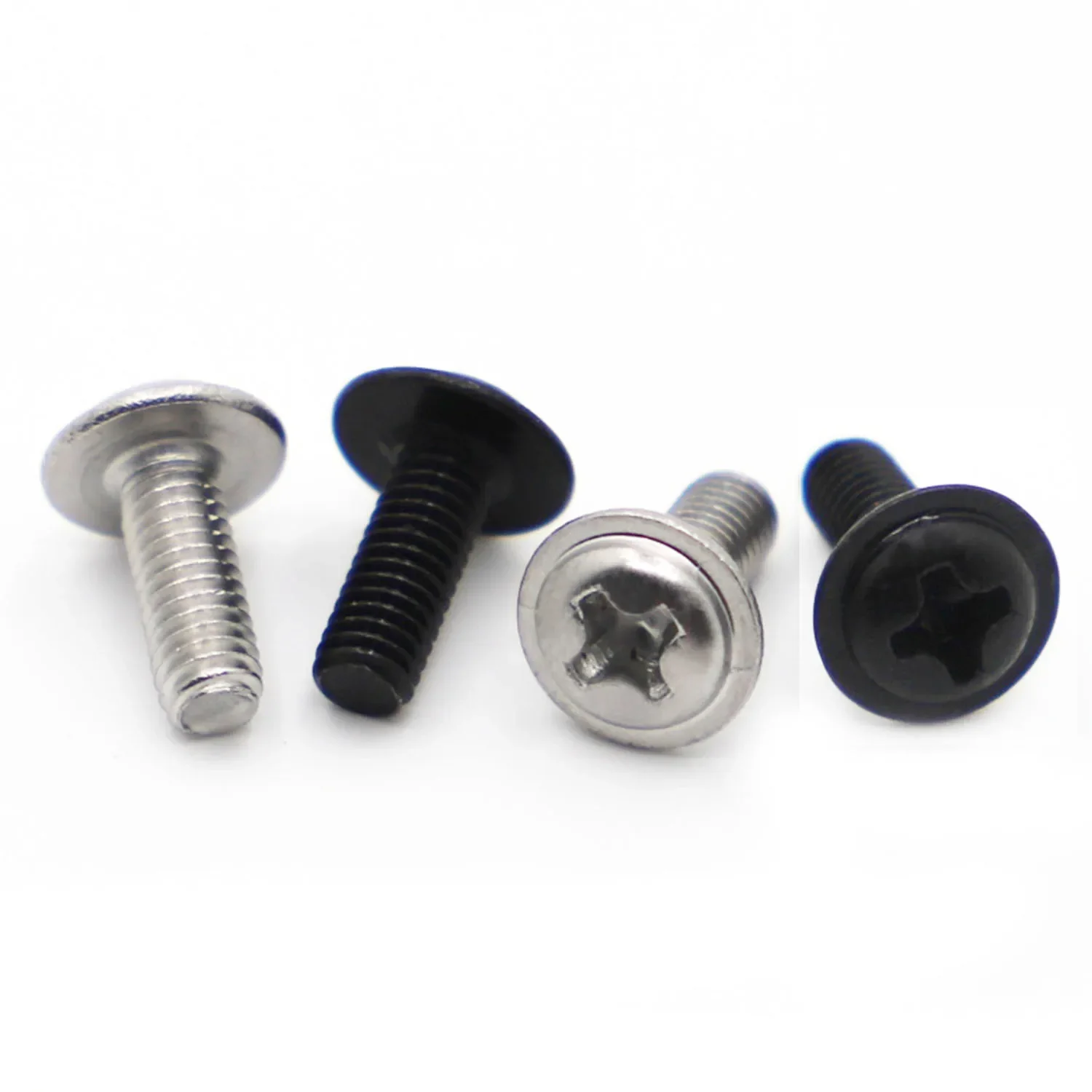 

M2 M2.5 M3 M4 M5 M6 PWM 304 Stainless Steel / Black Steel Pan Head Screws with Washer Fixed Motherboard Screws With Pad DIN967