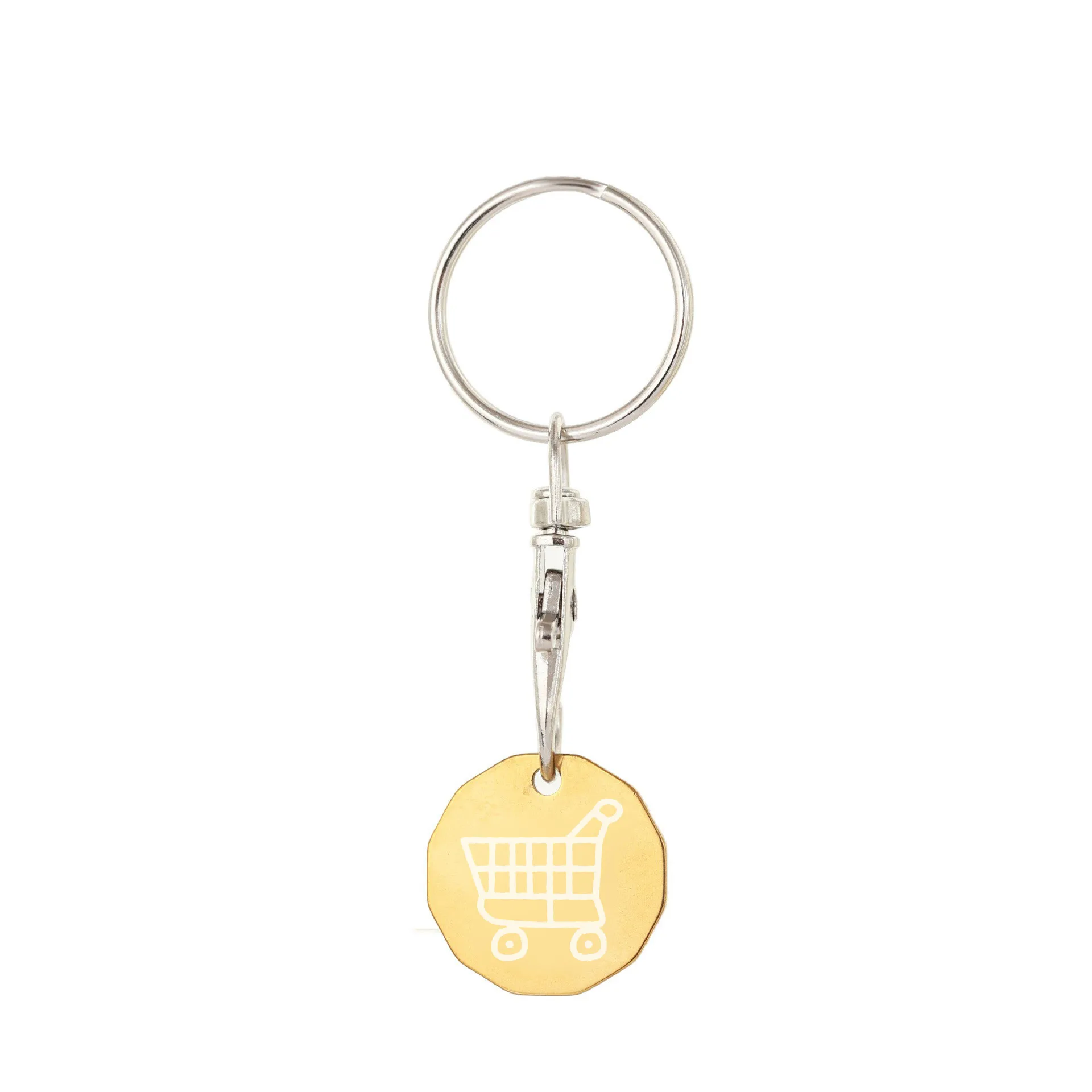 5PCS Stainless Steel Shopping Cart Trolley Coin Keychain Supermarket Token Pendant Chip Keyring for Easy Shopping Access