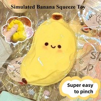 Taba Squishy Banana Squeeze Toy - Cute Stress Relief Fidget Sensory Toys for Kids Adults Soft Fake Food Prank Gift for Birthday