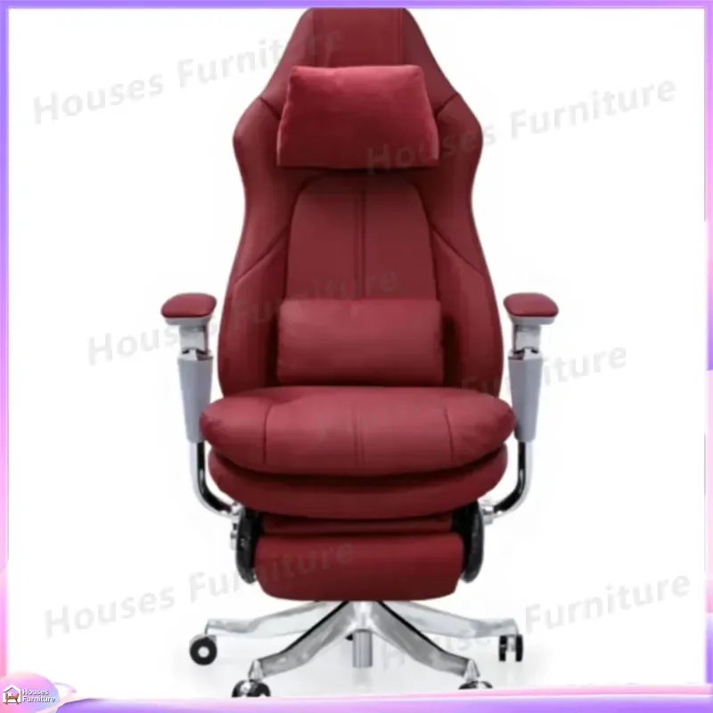 210 Ergonomic Gaming Chair with Footrest Velvet Cushion Adjustable Height Lumbar Support Headrest Metal Base Office Computer