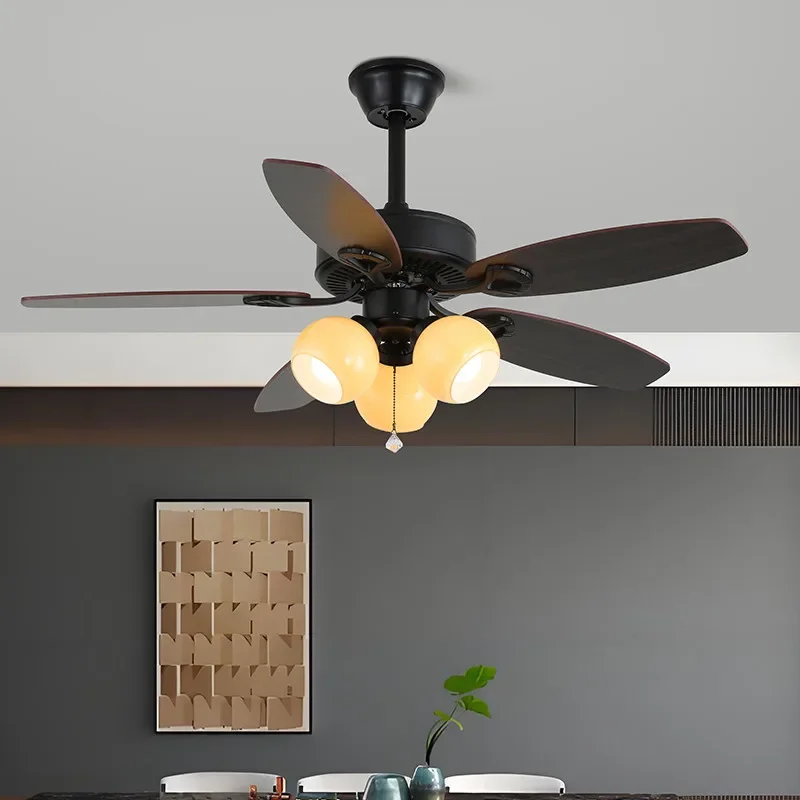 

TINNY European Luxury Fan Light American Retro LED Living Room Restaurant Bedroom Study Villa Cafe Remote Electric Fan Light