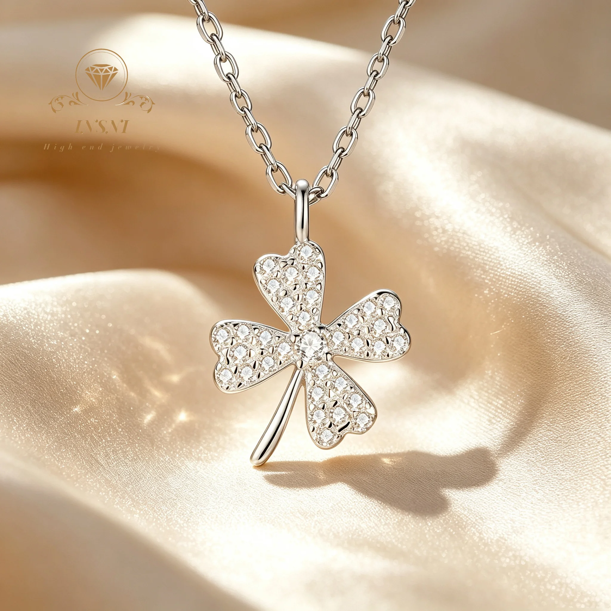 Four-leaf Clover Necklace Women's Collarbone Chain Sterling Silver S925 Affordable Light Luxury Lucky Grass Pendant Jewelry Gift