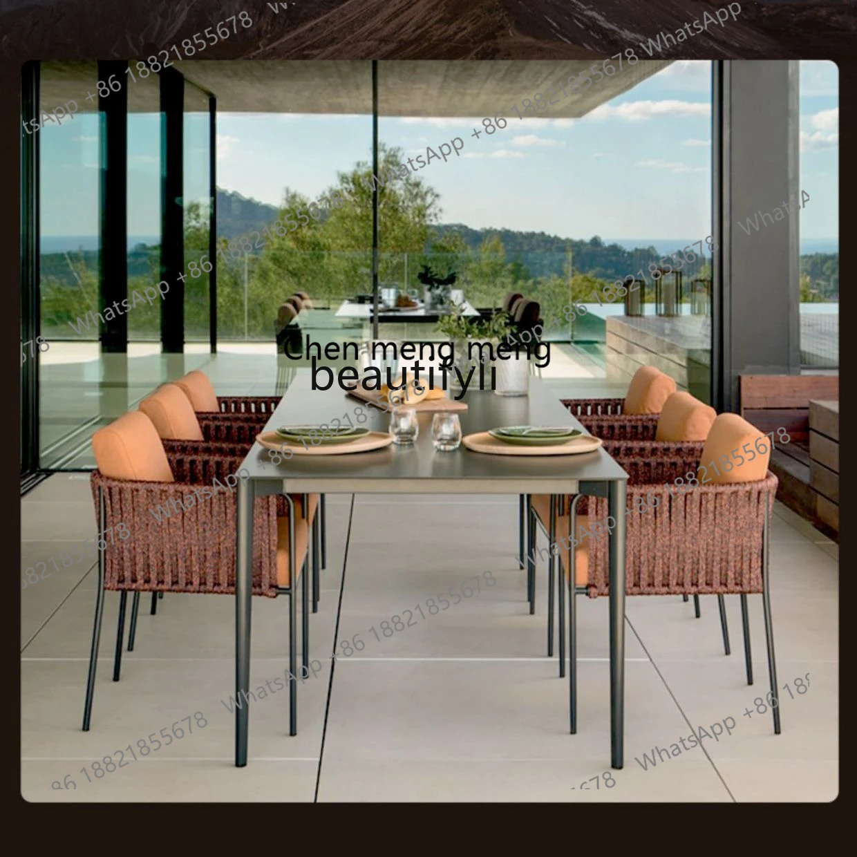 Outdoor Table and Chair Leisure Courtyard Homestay Western Restaurant Cafe Rattan Open-air Dining Bar Chair Garden Furniture