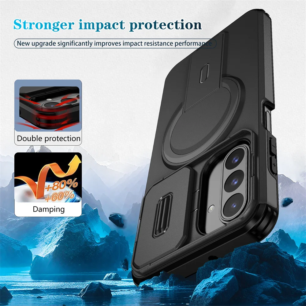 For Samsung Galaxy A16 A26 A36 A56 A17 5G Luxury Ring + Movable Window Back Cover Armor Case For SamsungA17 A 17 Phone Case